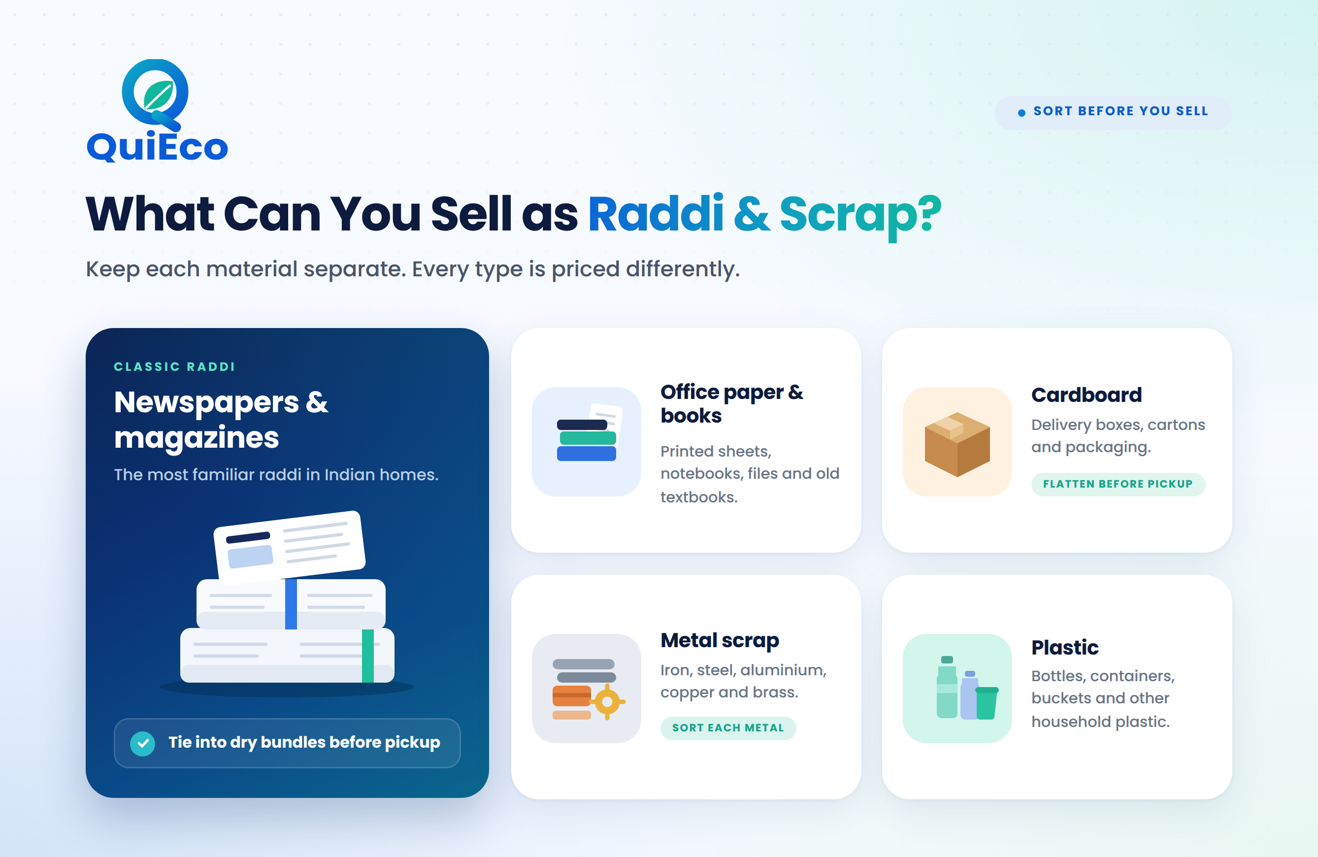 Raddi and scrap you can sell online – newspapers, office paper and books, cardboard, metal scrap and plastic